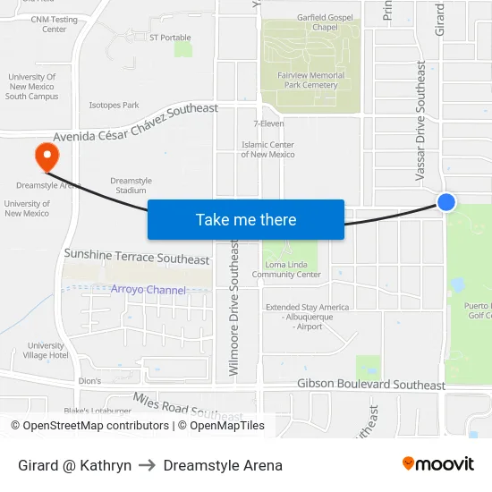 Girard @ Kathryn to Dreamstyle Arena map