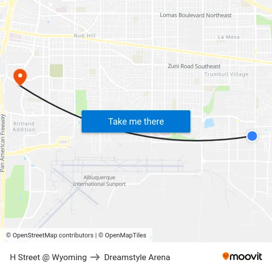 H Street @ Wyoming to Dreamstyle Arena map