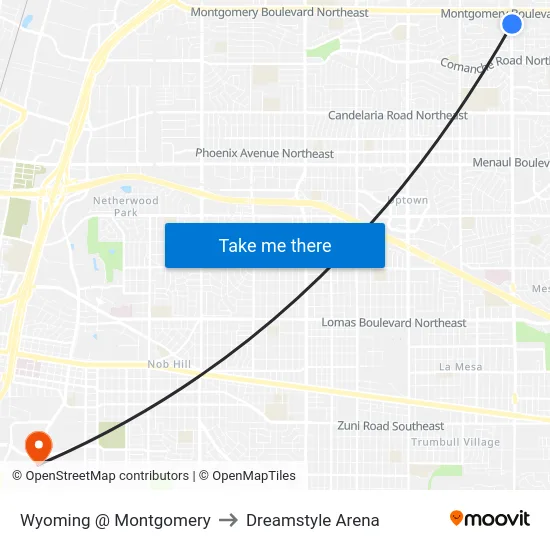 Wyoming @ Montgomery to Dreamstyle Arena map