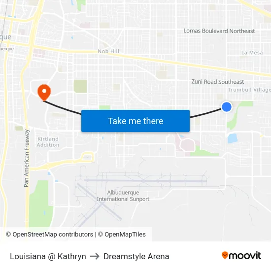 Louisiana @ Kathryn to Dreamstyle Arena map