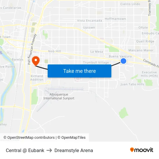 Central @ Eubank to Dreamstyle Arena map