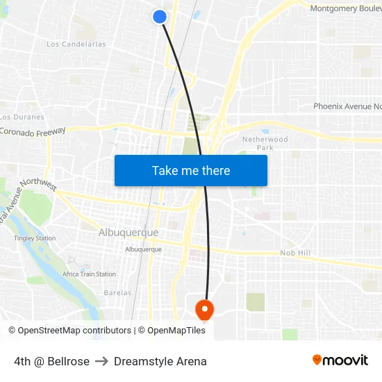 4th @ Bellrose to Dreamstyle Arena map