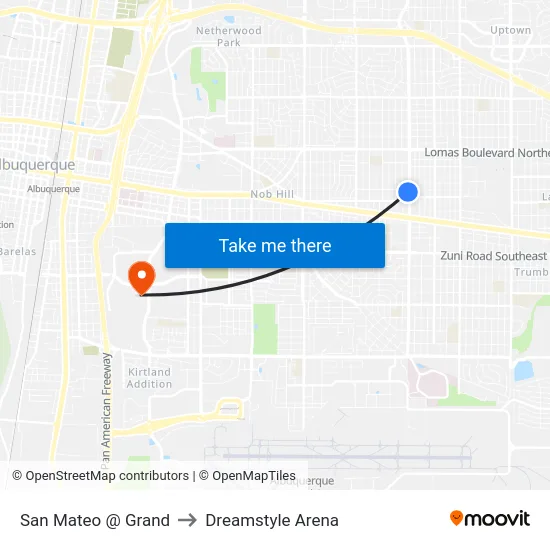 San Mateo @ Grand to Dreamstyle Arena map