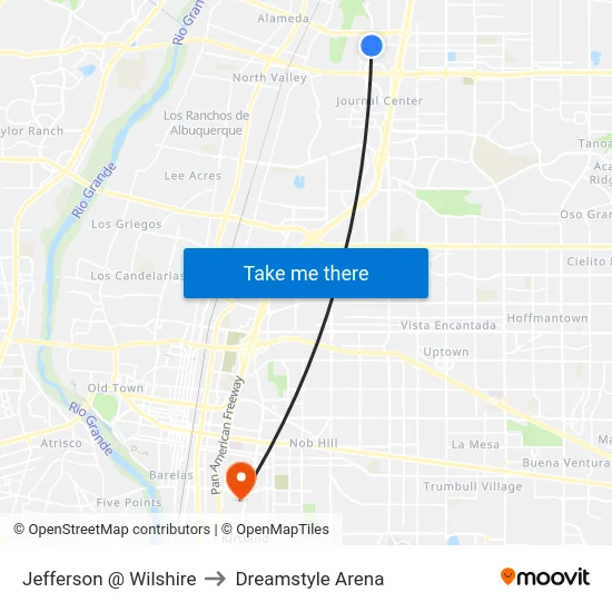 Jefferson @ Wilshire to Dreamstyle Arena map