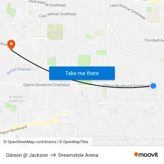 Gibson @ Jackson to Dreamstyle Arena map