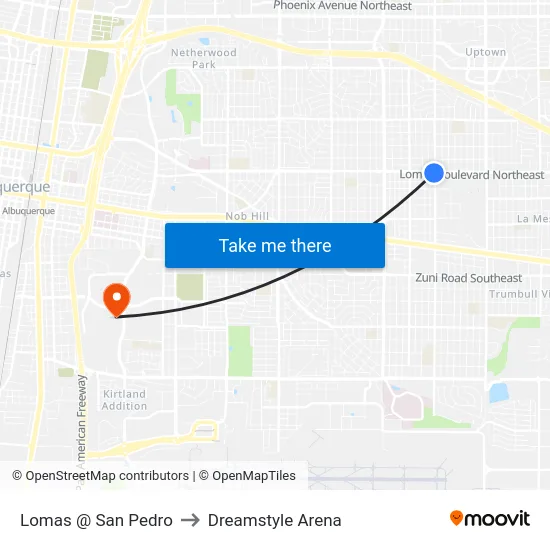 Lomas @ San Pedro to Dreamstyle Arena map