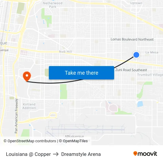 Louisiana @ Copper to Dreamstyle Arena map