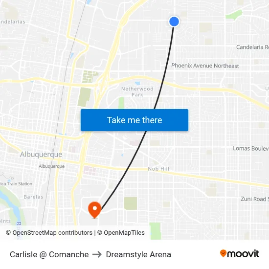 Carlisle @ Comanche to Dreamstyle Arena map