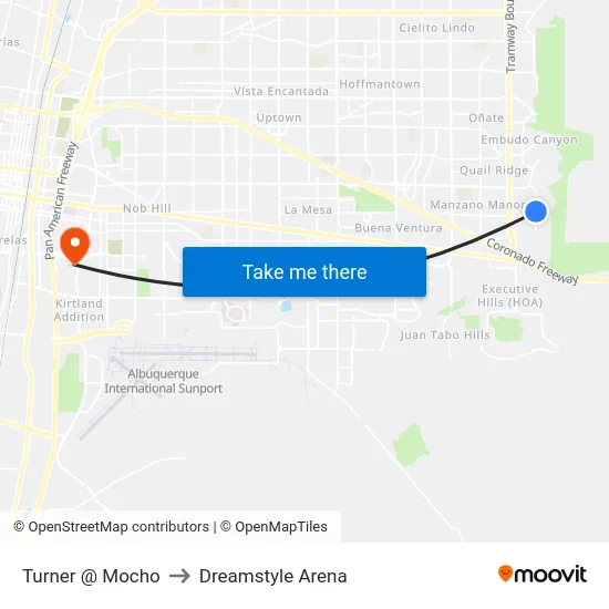 Turner @ Mocho to Dreamstyle Arena map