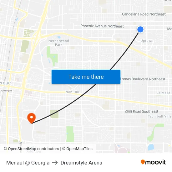 Menaul @ Georgia to Dreamstyle Arena map