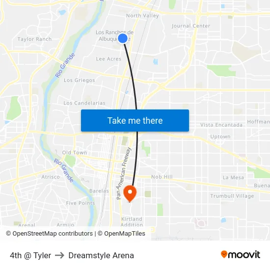 4th @ Tyler to Dreamstyle Arena map