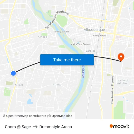 Coors @ Sage to Dreamstyle Arena map