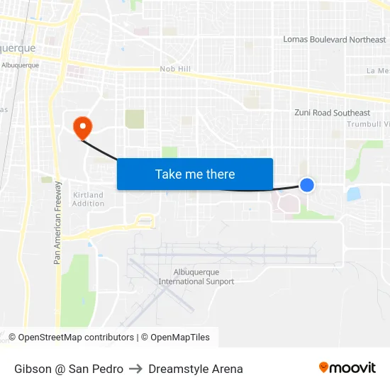 Gibson @ San Pedro to Dreamstyle Arena map
