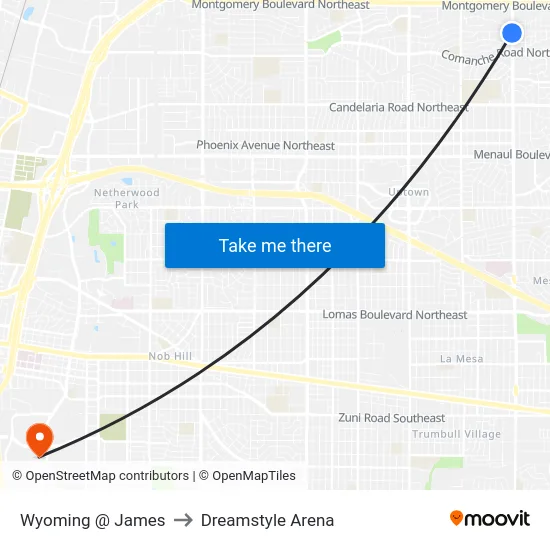 Wyoming @ James to Dreamstyle Arena map