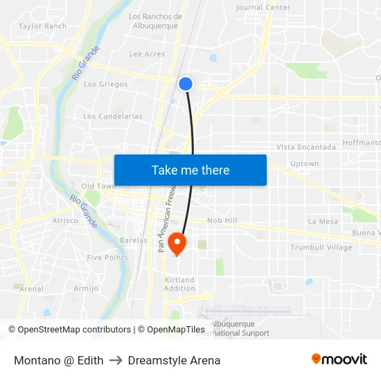 Montaño @ Edith to Dreamstyle Arena map