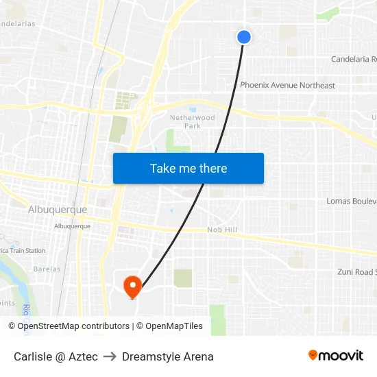 Carlisle @ Aztec to Dreamstyle Arena map