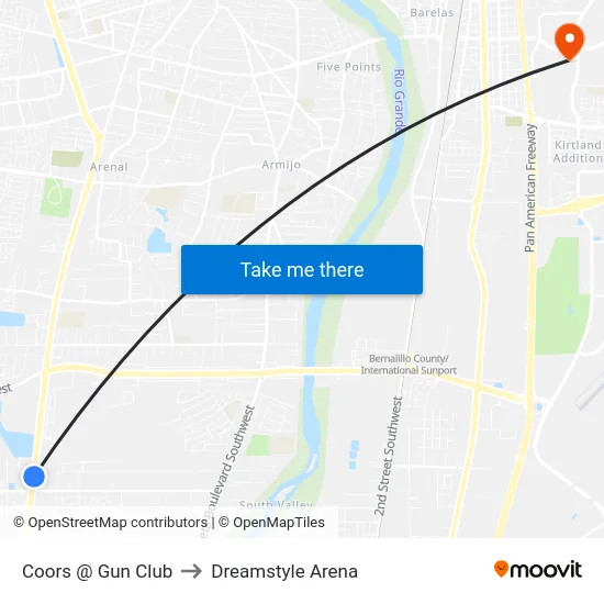 Coors @ Gun Club to Dreamstyle Arena map
