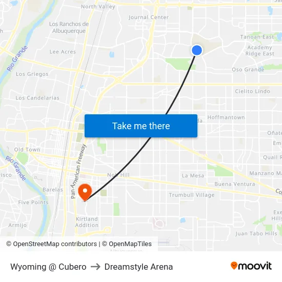 Wyoming @ Cubero to Dreamstyle Arena map