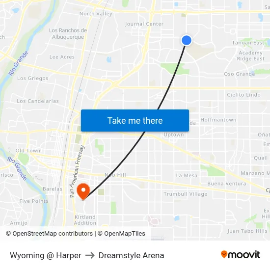 Wyoming @ Harper to Dreamstyle Arena map