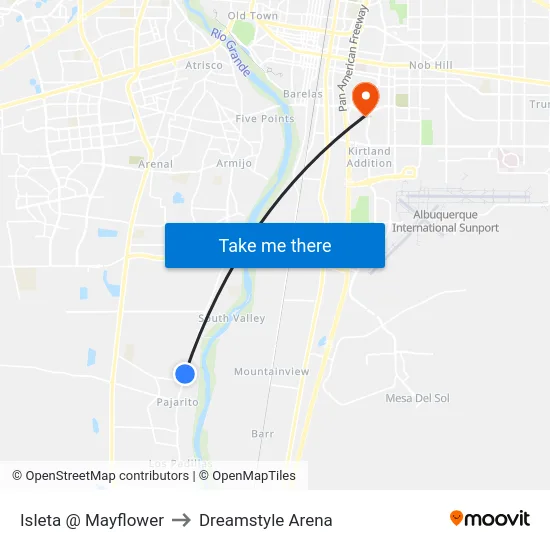 Isleta @ Mayflower to Dreamstyle Arena map