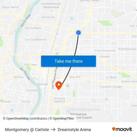Montgomery @ Carlisle to Dreamstyle Arena map