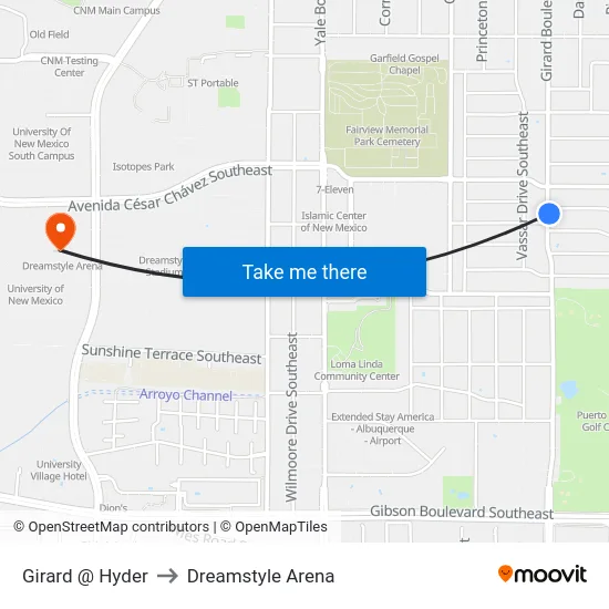 Girard @ Hyder to Dreamstyle Arena map