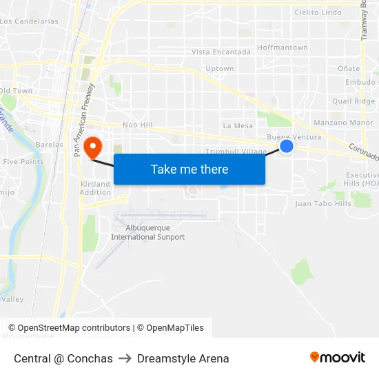 Central @ Conchas to Dreamstyle Arena map