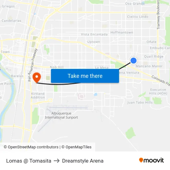 Lomas @ Tomasita to Dreamstyle Arena map
