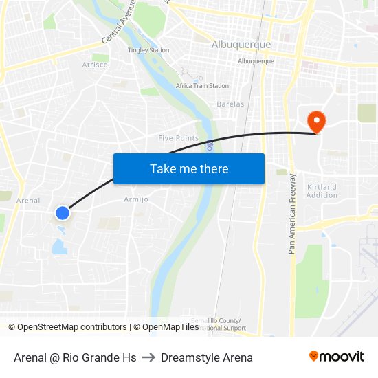 Arenal @ Rio Grande Hs to Dreamstyle Arena map