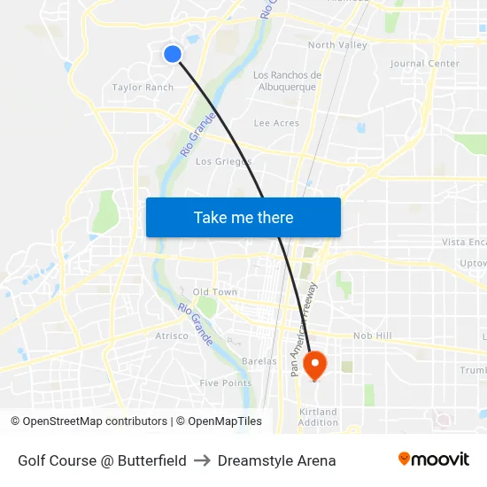 Golf Course @ Butterfield to Dreamstyle Arena map