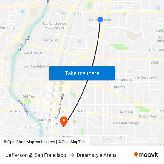 Jefferson @ San Francisco to Dreamstyle Arena map