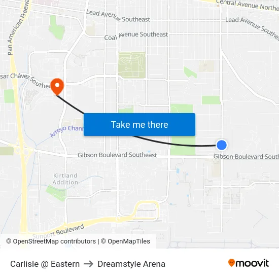 Carlisle @ Eastern to Dreamstyle Arena map