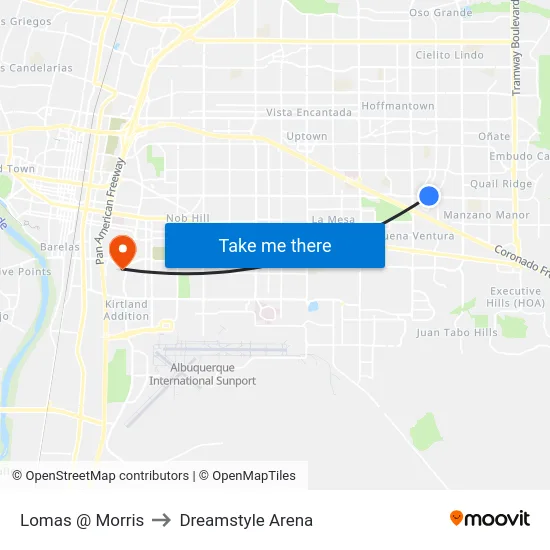 Lomas @ Morris to Dreamstyle Arena map