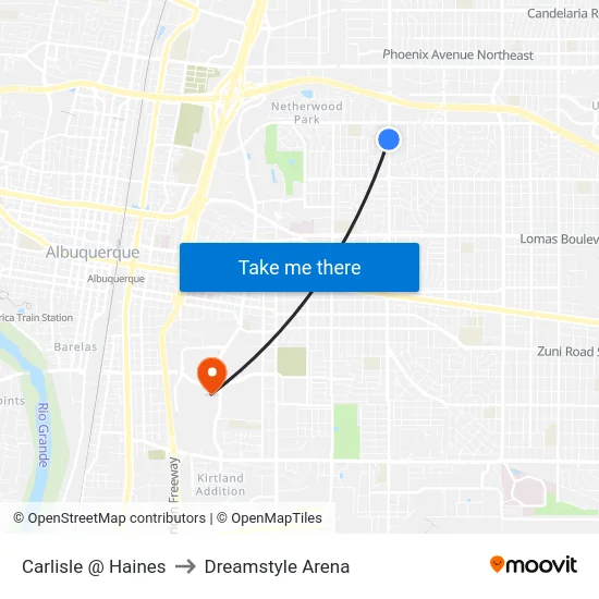 Carlisle @ Haines to Dreamstyle Arena map