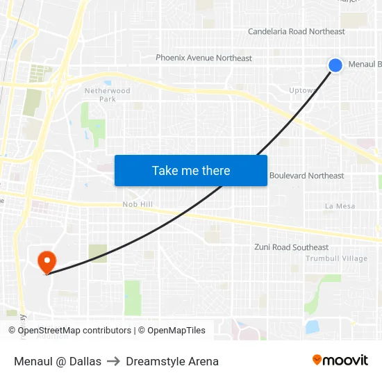 Menaul @ Dallas to Dreamstyle Arena map