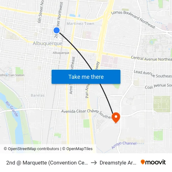 2nd @ Marquette (Convention Center) to Dreamstyle Arena map