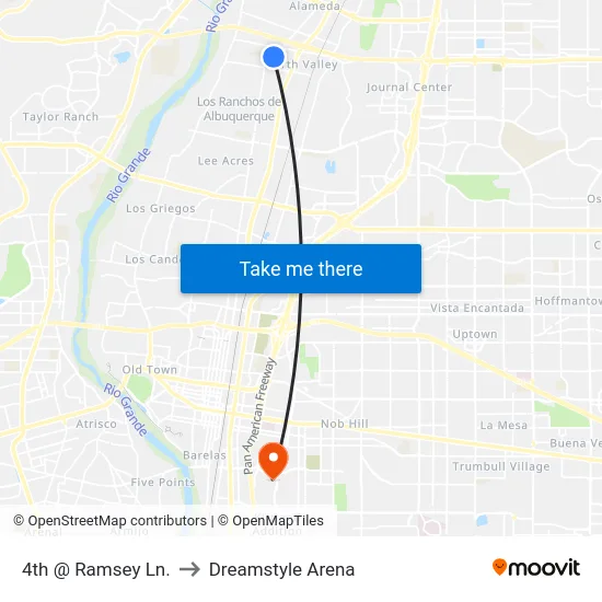 4th @ Ramsey Ln. to Dreamstyle Arena map