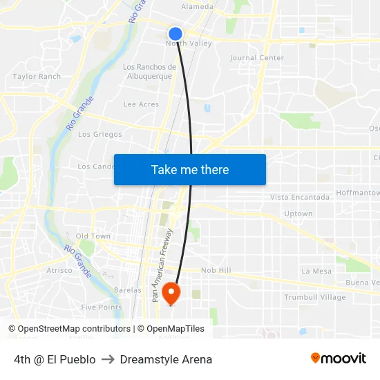 4th @ El Pueblo to Dreamstyle Arena map