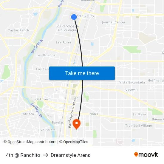 4th @ Ranchito to Dreamstyle Arena map