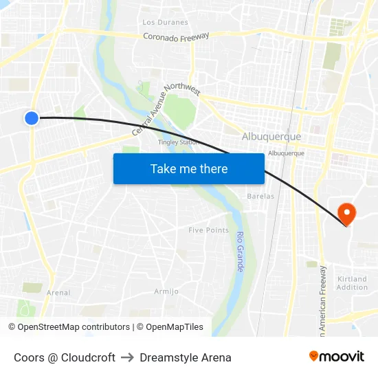 Coors @ Cloudcroft to Dreamstyle Arena map