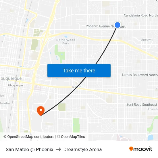 San Mateo @ Phoenix to Dreamstyle Arena map