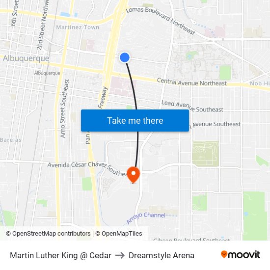 Martin Luther King @ Cedar to Dreamstyle Arena map