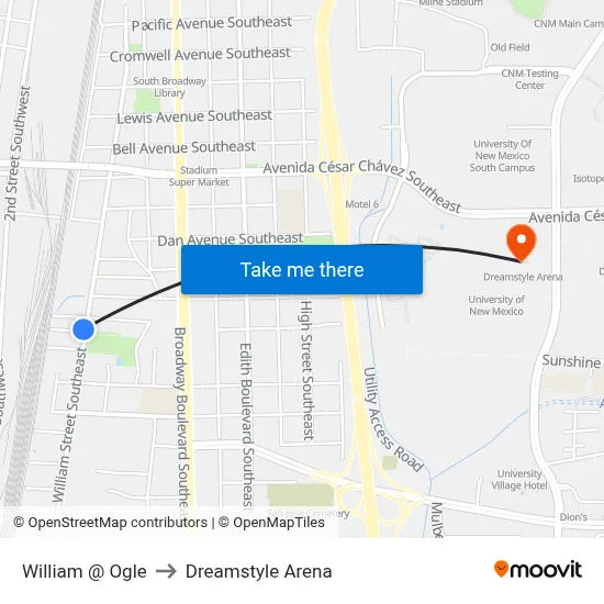 William @ Ogle to Dreamstyle Arena map
