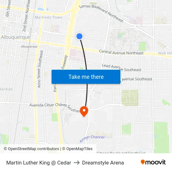 Martin Luther King @ Cedar to Dreamstyle Arena map