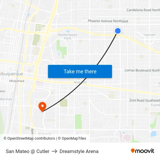 San Mateo @ Cutler to Dreamstyle Arena map