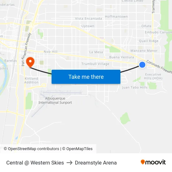 Central @ Western Skies to Dreamstyle Arena map