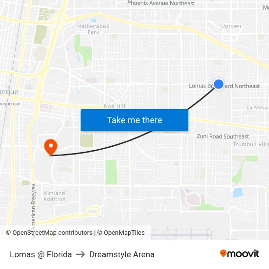 Lomas @ Florida to Dreamstyle Arena map