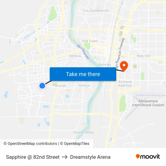 Sapphire @ 82nd Street to Dreamstyle Arena map
