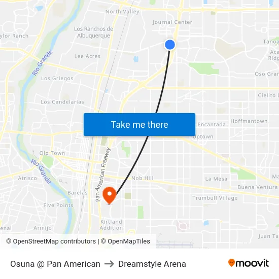 Osuna @ Pan American to Dreamstyle Arena map