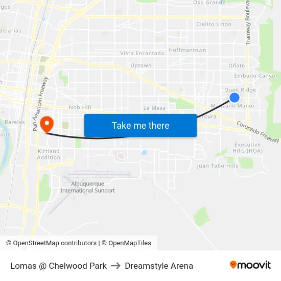 Lomas @ Chelwood Park to Dreamstyle Arena map